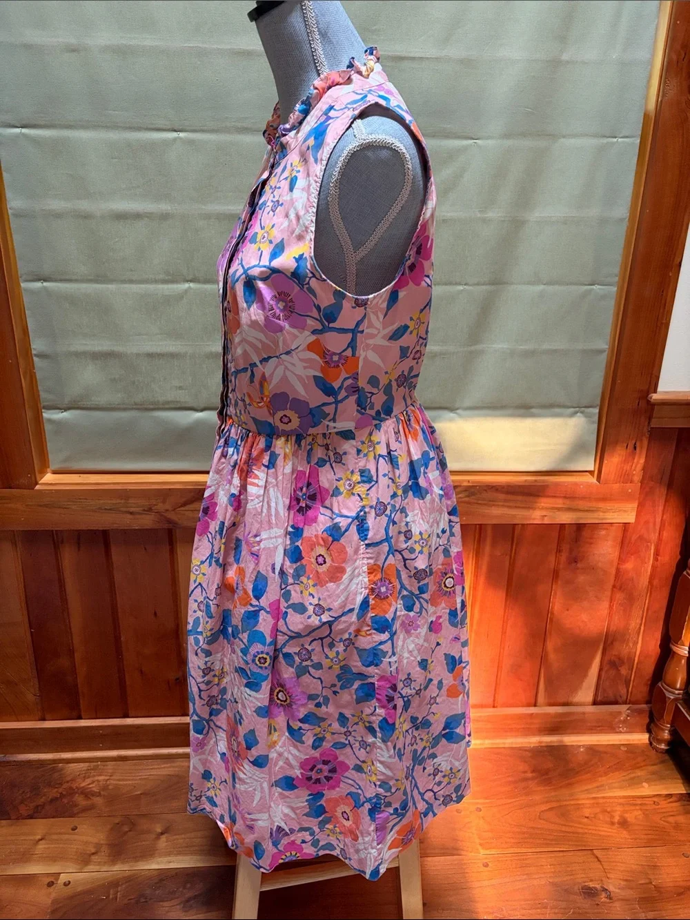 J. Crew Pink Floral Sleeveless Button-Front Cocktail Dress